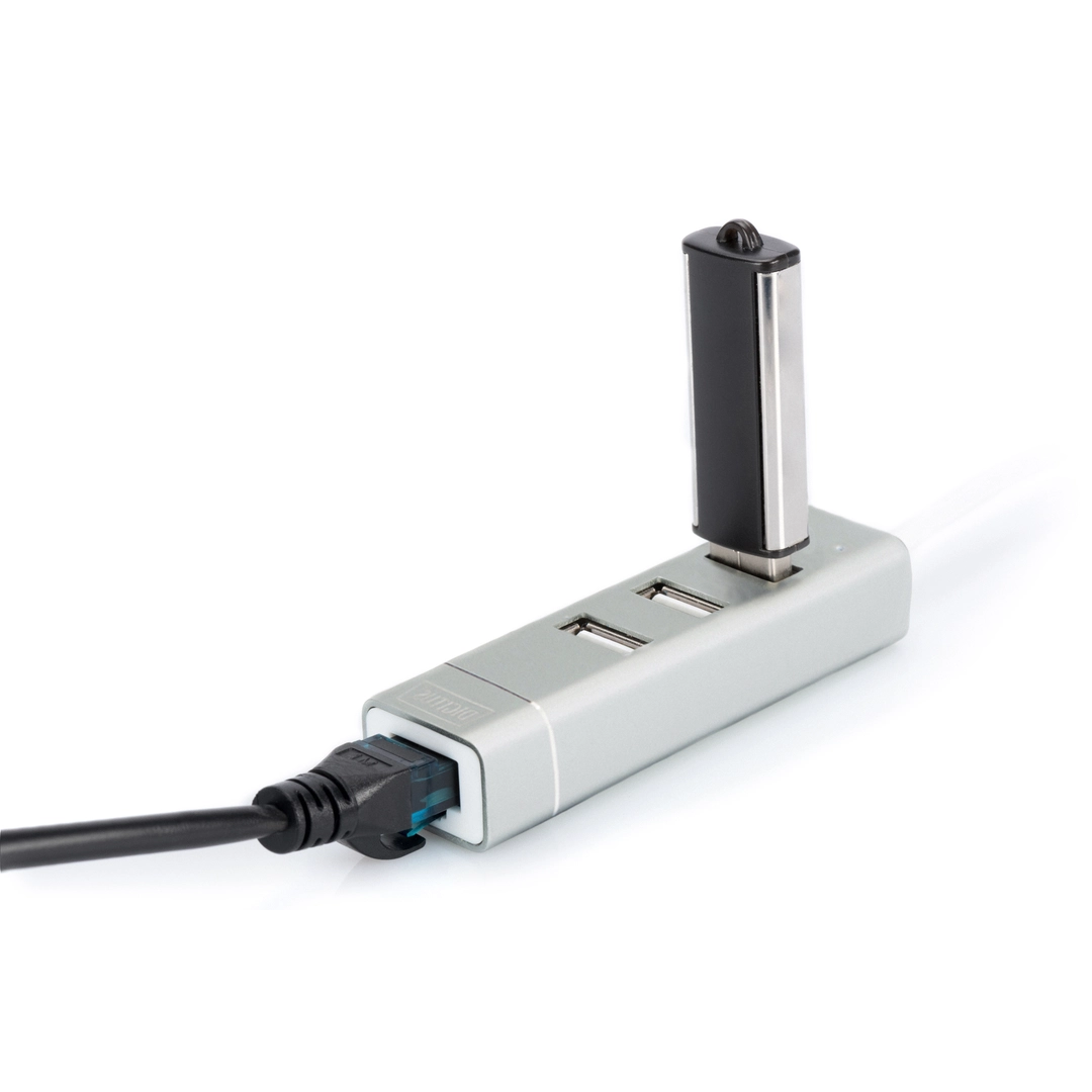 DIGITUS USB-C hub 3 x USB-A with Fast Ethernet, Silver - Bild 2