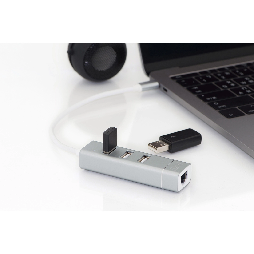 DIGITUS USB-C hub 3 x USB-A with Fast Ethernet, Silver - Bild 3