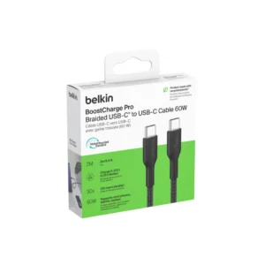 BELKIN Boostcharge USB-C 60W Braided PCR Cable 2.0 2m, Black