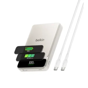 BELKIN Solid State 10k PD60W display Powerbank, Sand metalli