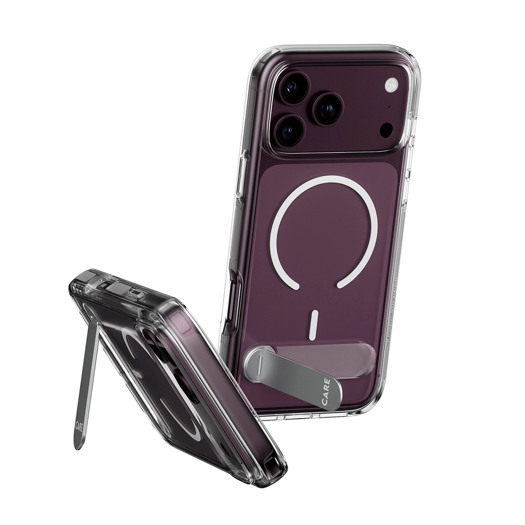 CARE Kickstand Case Transparent White MagS iP18 Pro/17 Pro