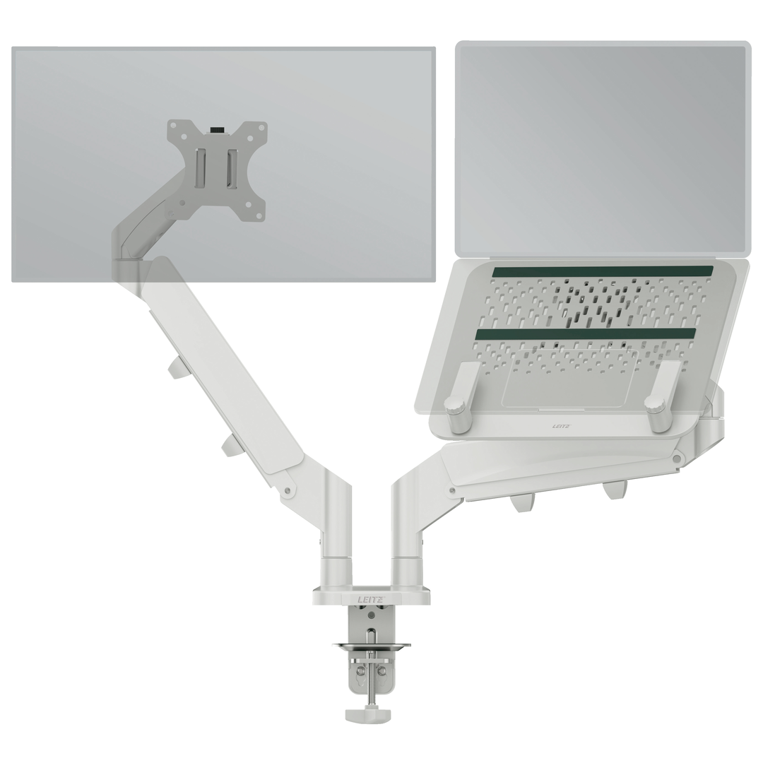Leitz Ergo Monitorarm m laptopställ Lgrå