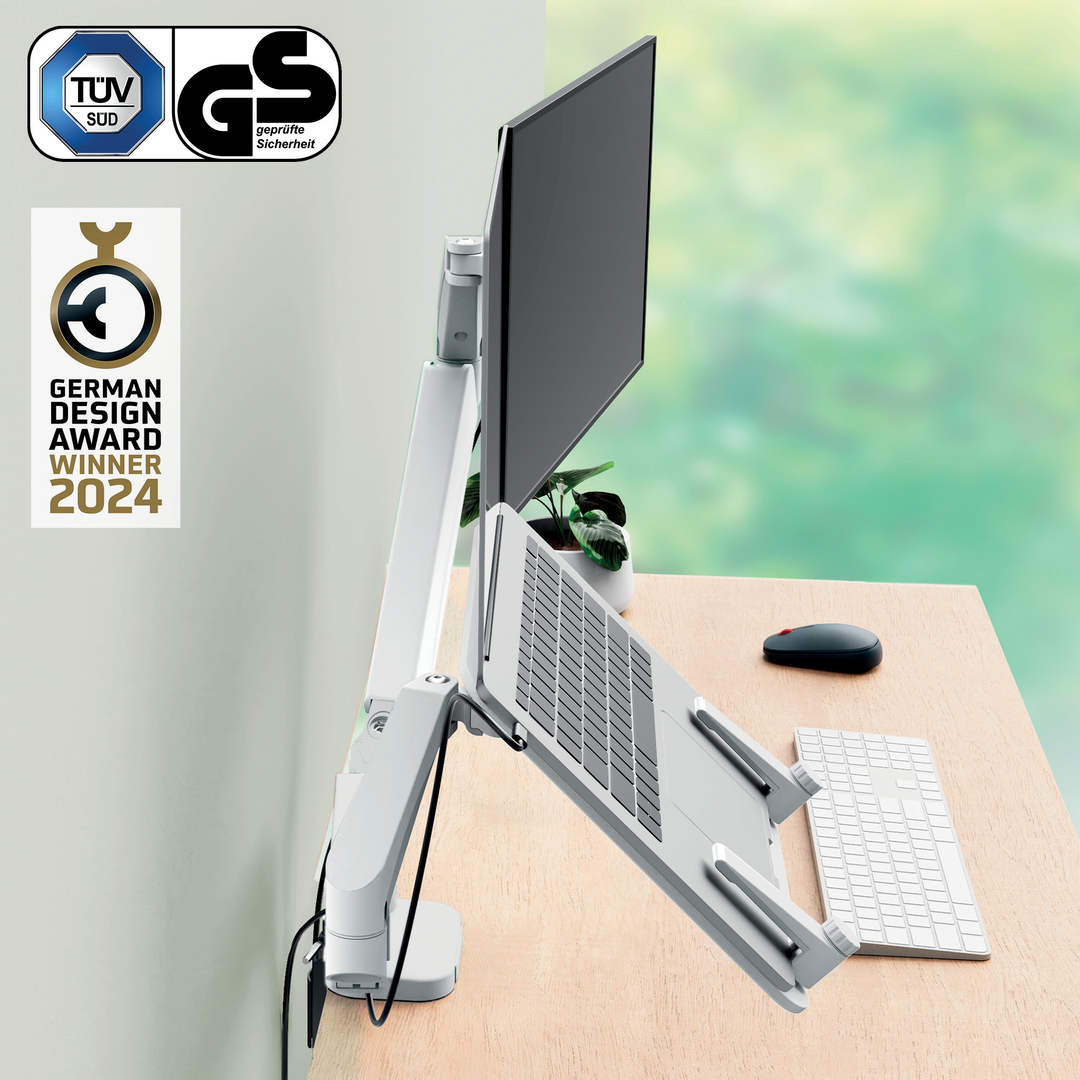 Leitz Ergo Monitorarm m laptopställ Lgrå - Bild 2