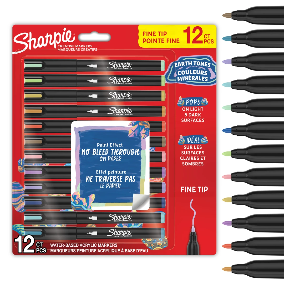 SHARPIE Creative Acrylic Marker Earth Tones fine (12)